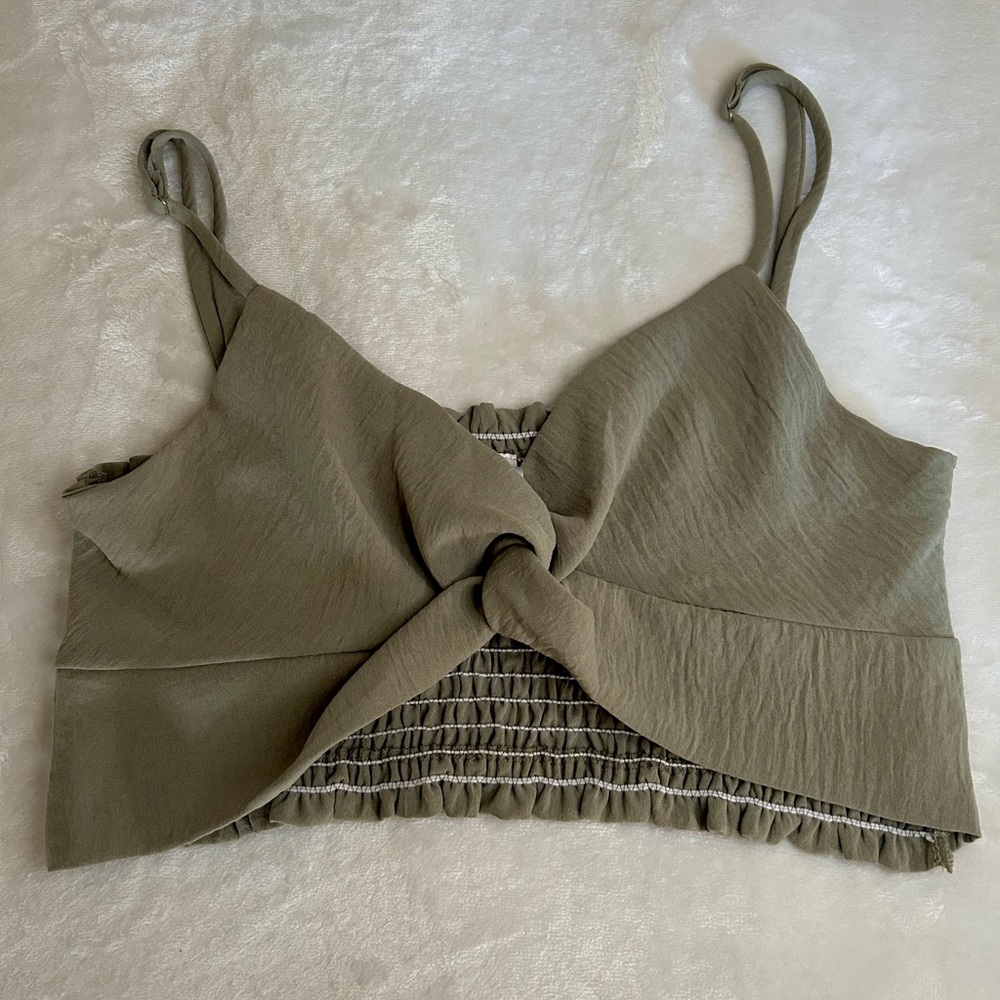 Olive Green Women's Twist Front Top